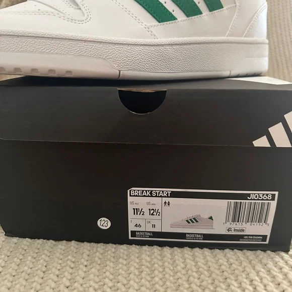 Adidas Break Start Basketball Shoes in White w/ Green - Picture 2 of 5